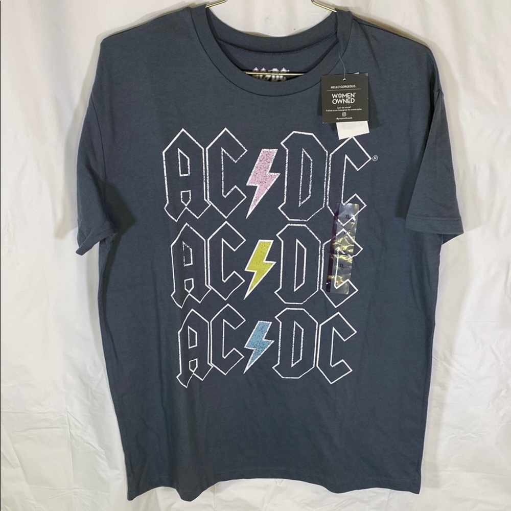AC/DC Gray Short Sleeve Tee Iconic Logo Design